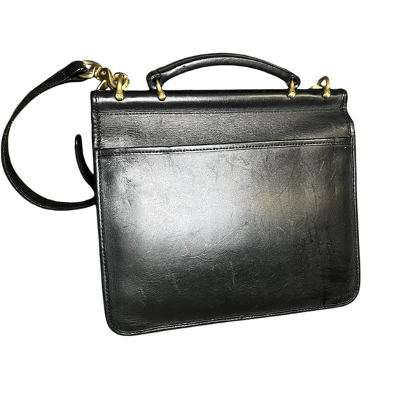 Black Leather Satchel with Gold Accents - Picture 6 of 8